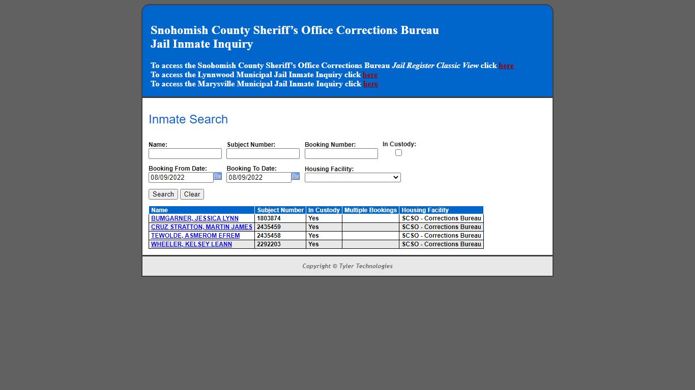 Inmate Search - Snohomish County, Washington Inmate Portal